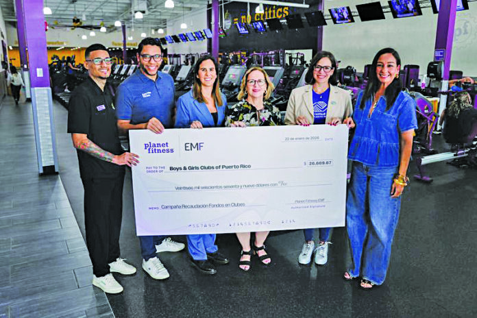 De izquierda a derecha: José Martínez, Manager Planet Fitness; Víctor Mateo, Senior Area Manager; Keishla Tejedor, Director of Operations; Ginny Jové, Senior Marketing Manager; Alma Frontera, President BGCPR y Carolina M. Capote, Senior Manager-Stakeholder Development.
